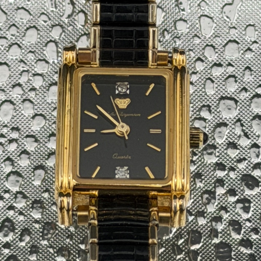 Jules Jurgensen Watch 6744-Gold Tone, Black Dial, Speidel Expansion Band, WORKS